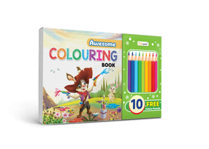 Awesome Colouring Book For Kids: Kids Colouring Adventure, Creative Colouring Book For Kids, Kids Drawing Colouring Book With 10 Free Pencil Colours For Ages (3-12).