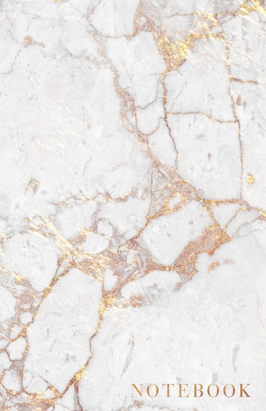 Notebook: Beautiful and Trendy White Marble and Shiny Gold  5.5 x 8.5  A5 Size (Trendy Marble & Gold),Used