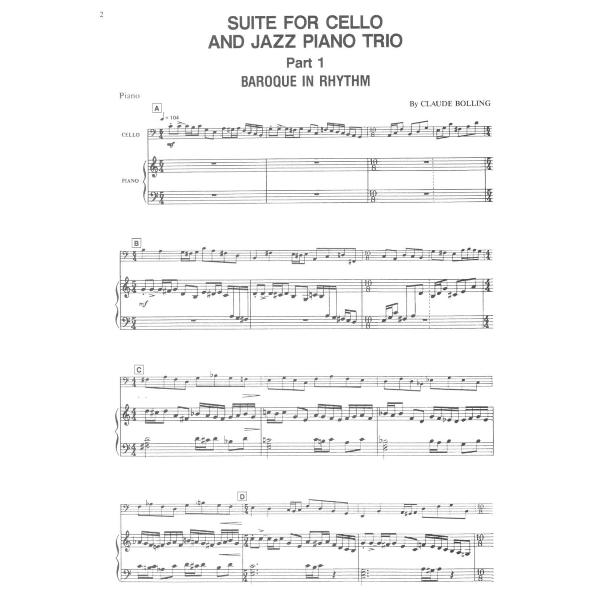 Suite for Cello and Jazz Piano Trio: Set of Parts,New