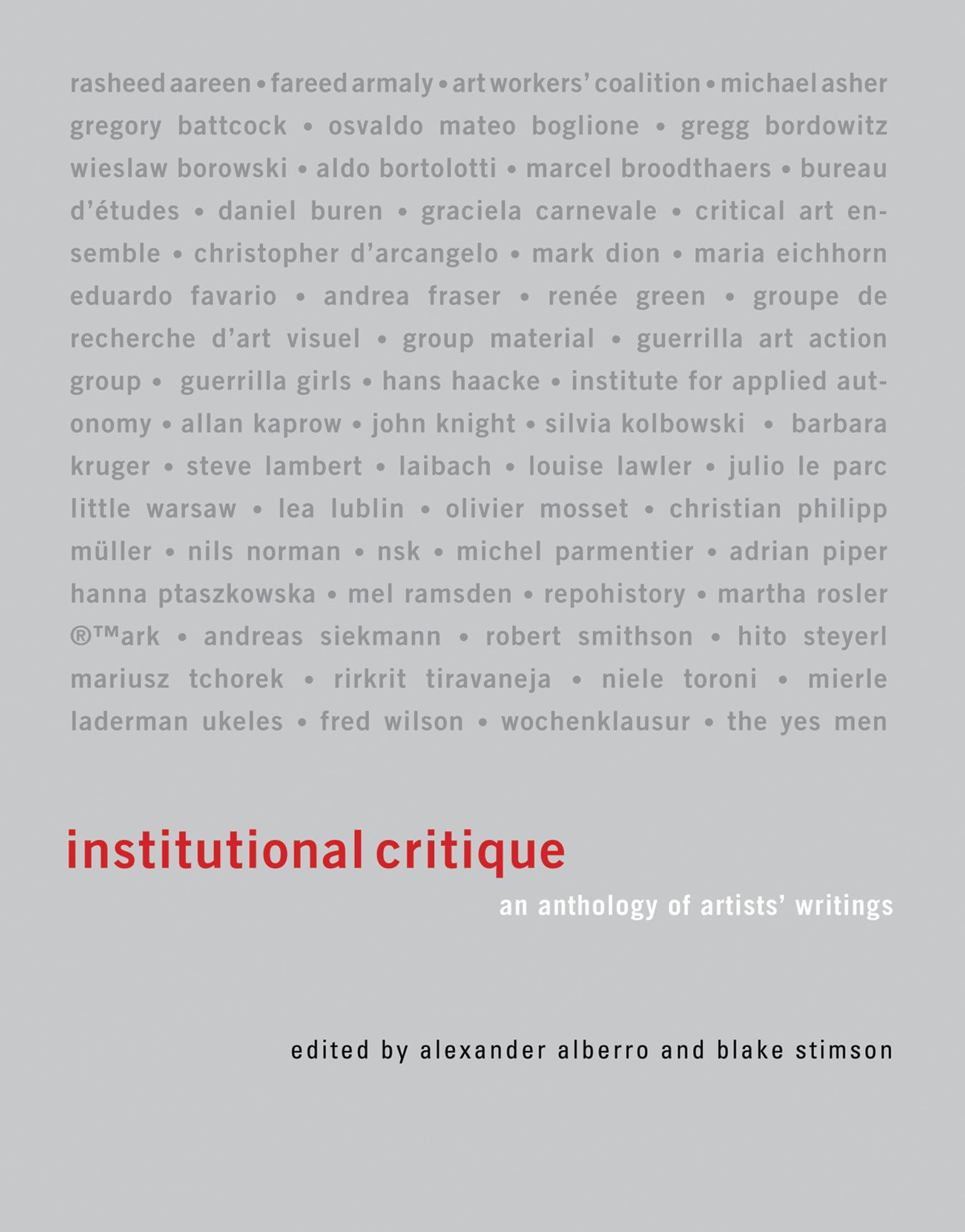 Institutional Critique: An Anthology of Artists' Writings (Mit Press),Used