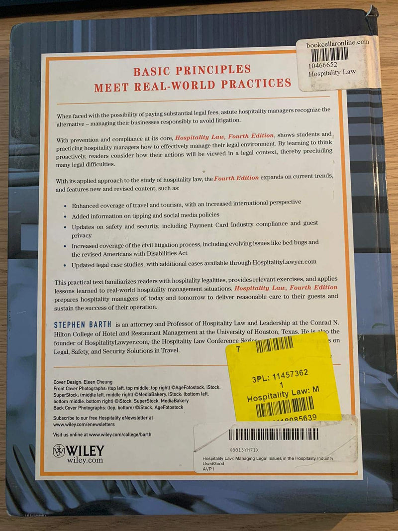 Hospitality Law: Managing Legal Issues in the Hospitality Industry,New