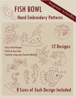 Fish Bowl Hand Embroidery Patterns,New