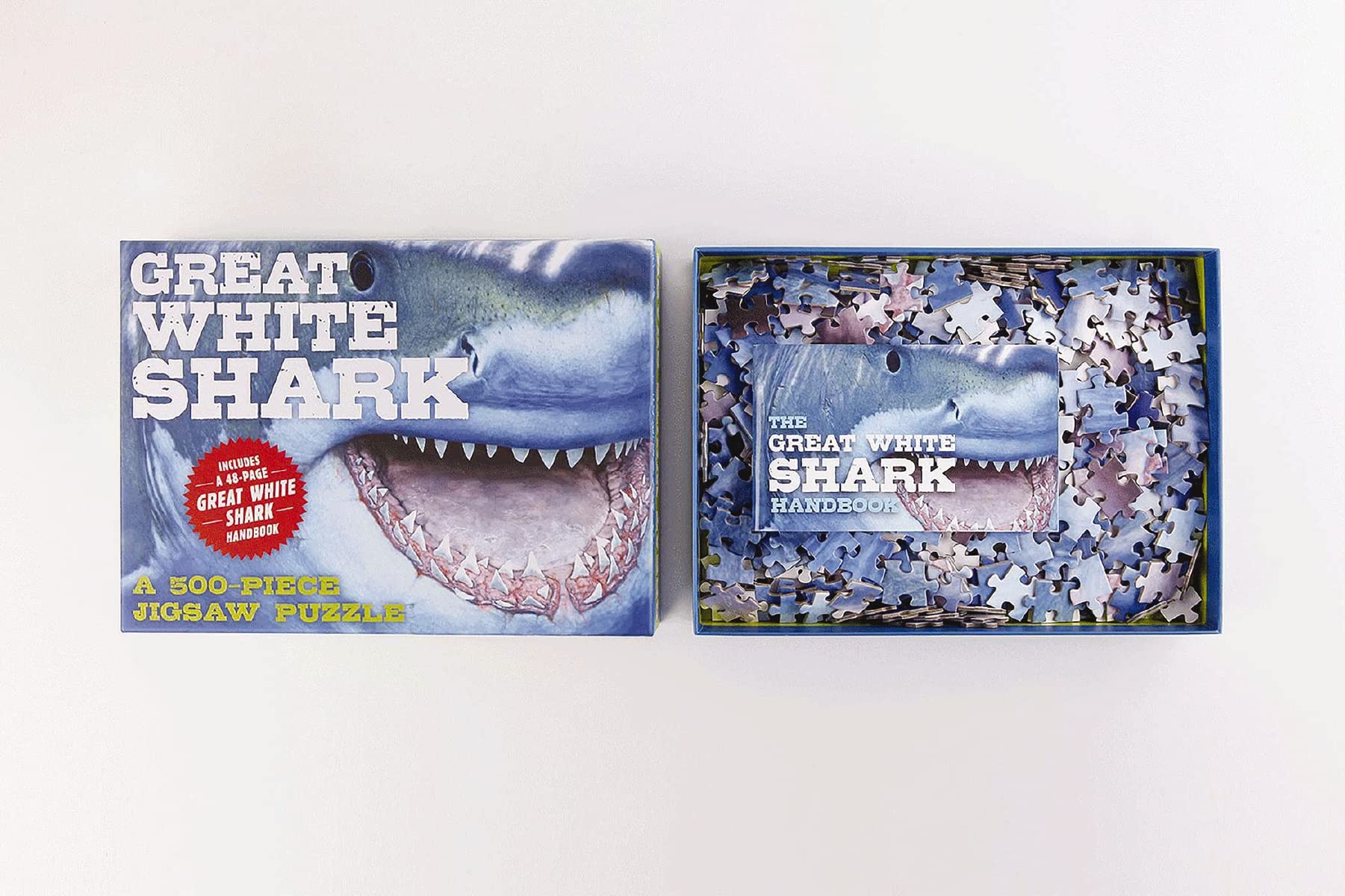 The Great White Shark 500Piece Jigsaw Puzzle & Book: A 500Piece Family Jigsaw Puzzle Featuring The Shark Handbook,Used