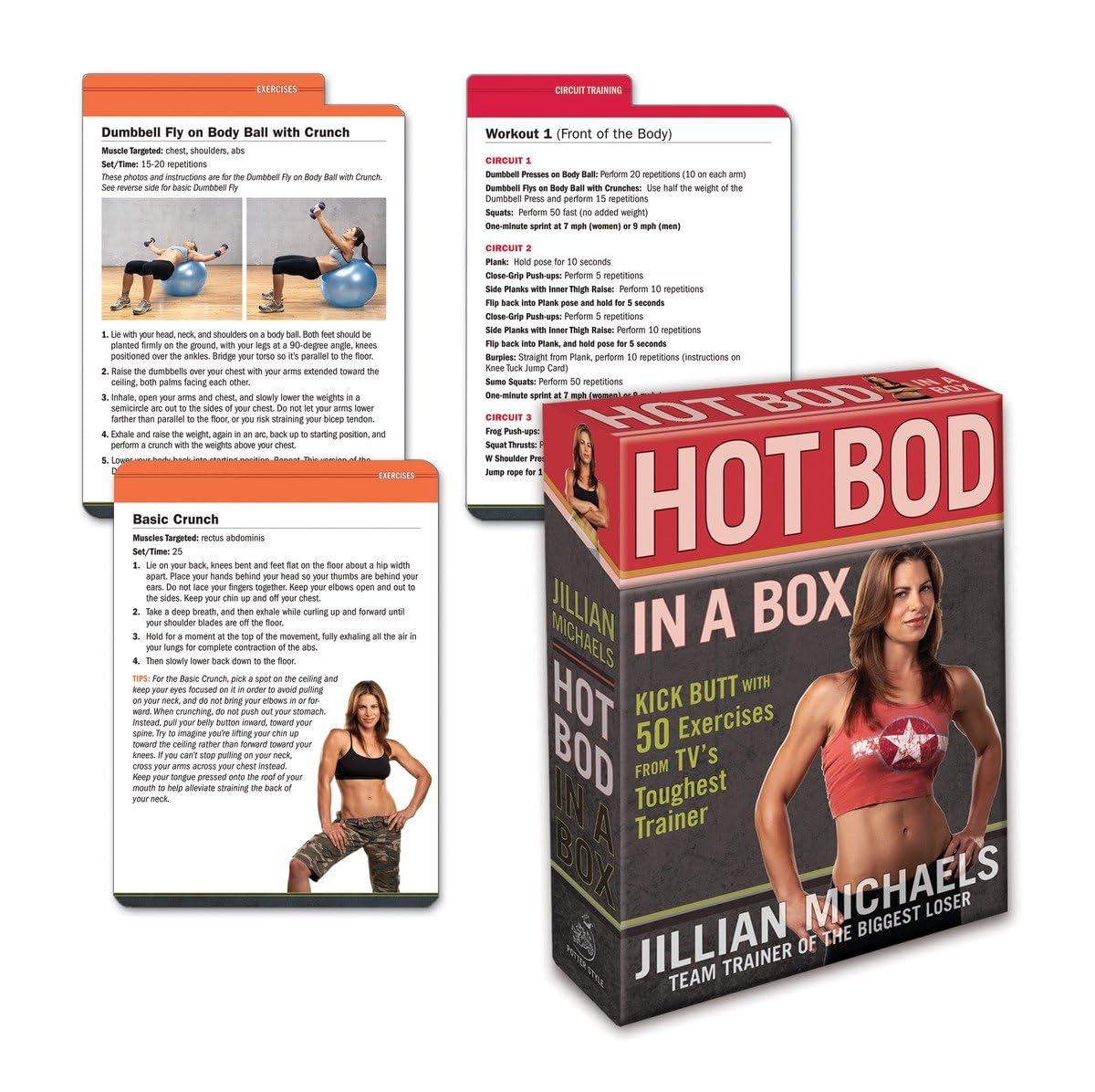 Jillian Michaels Hot Bod in a Box: Kick Butt with 50 Exercises from TV's Toughest Trainer,Used