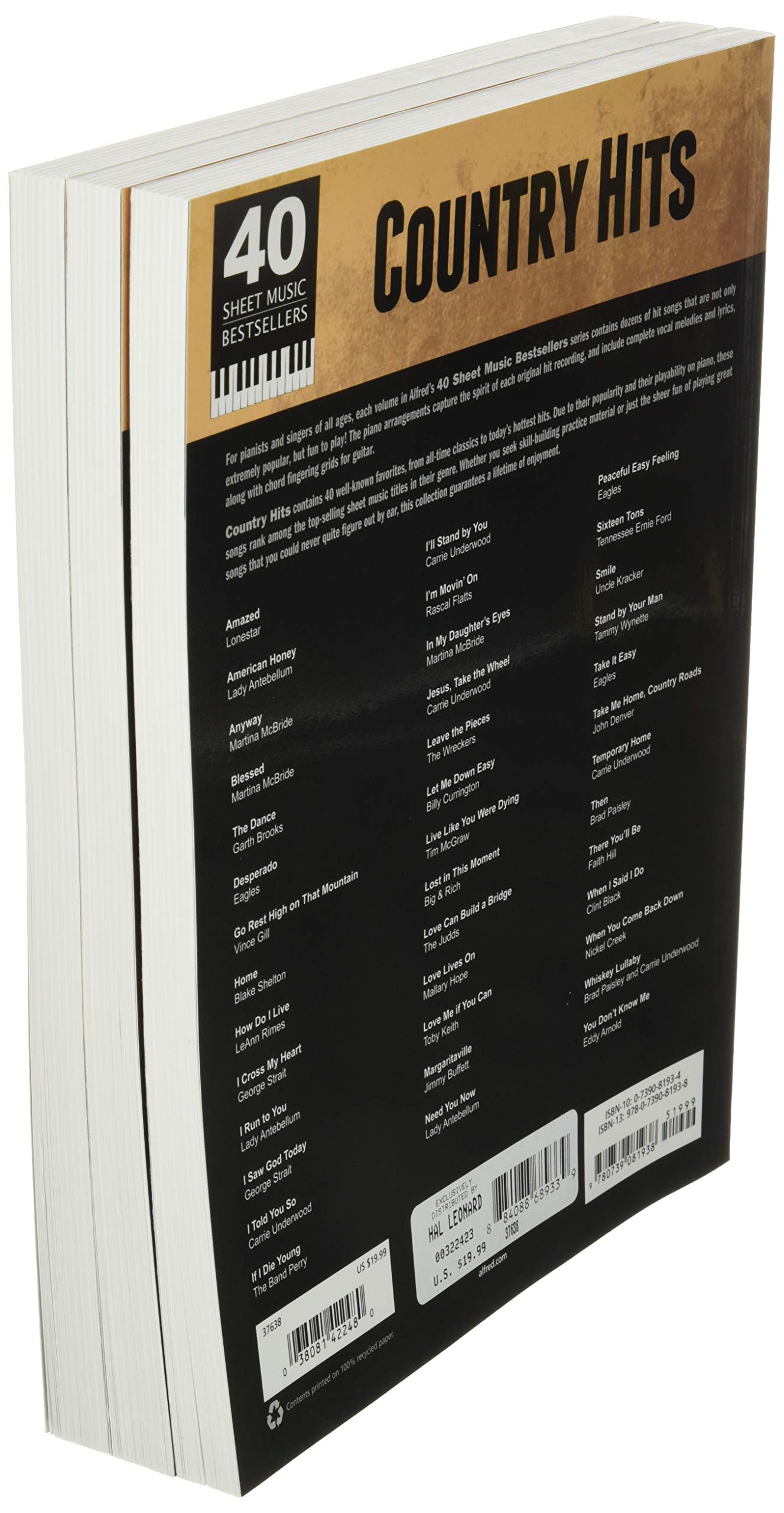 Country Hits: 40 Sheet Music Bestsellers Series