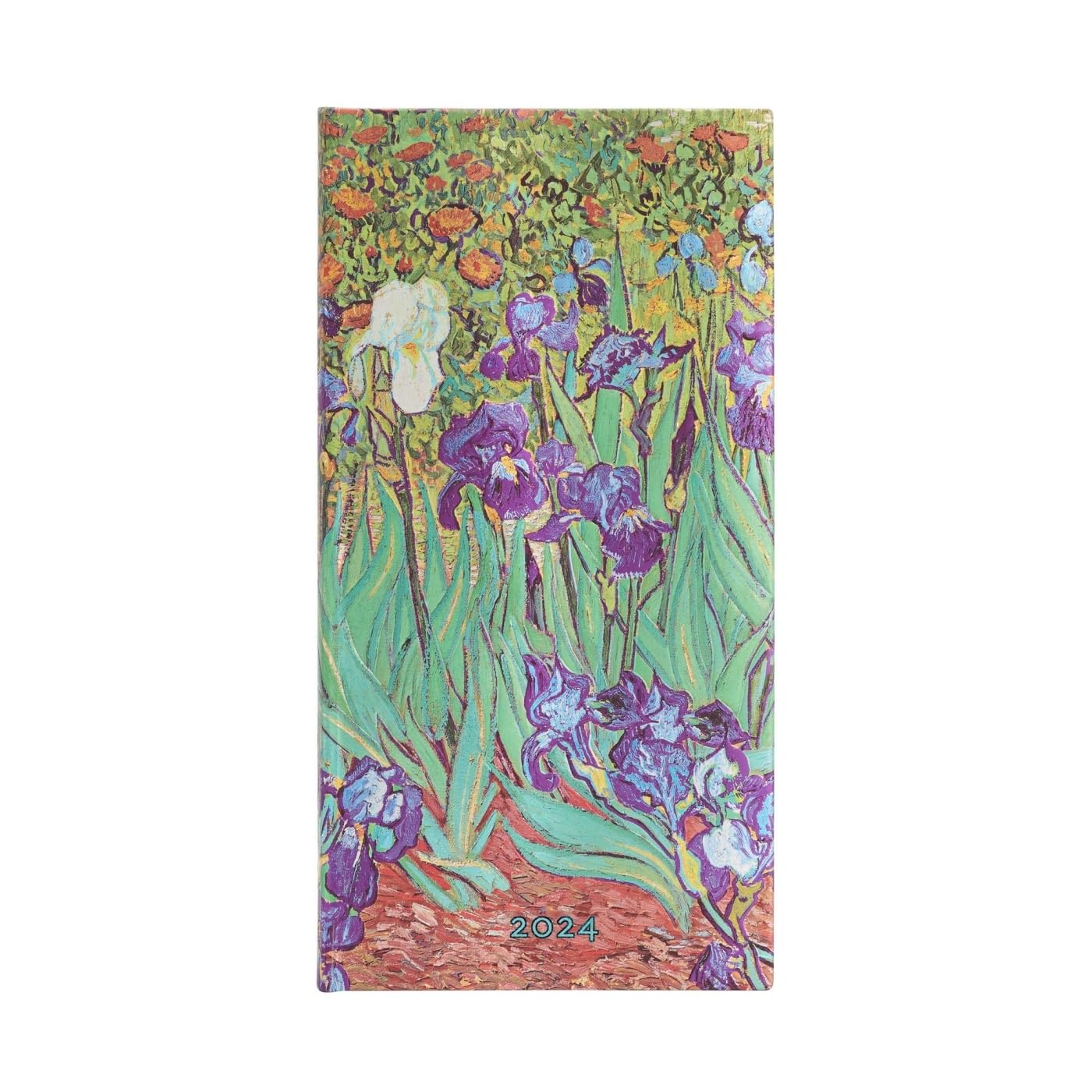 Paperblanks | French 2024 Dp Van GoghS Irises | 12Month | Slim | Horizontal | Elastic Band Closure | 160 Pg | 100 Gsm