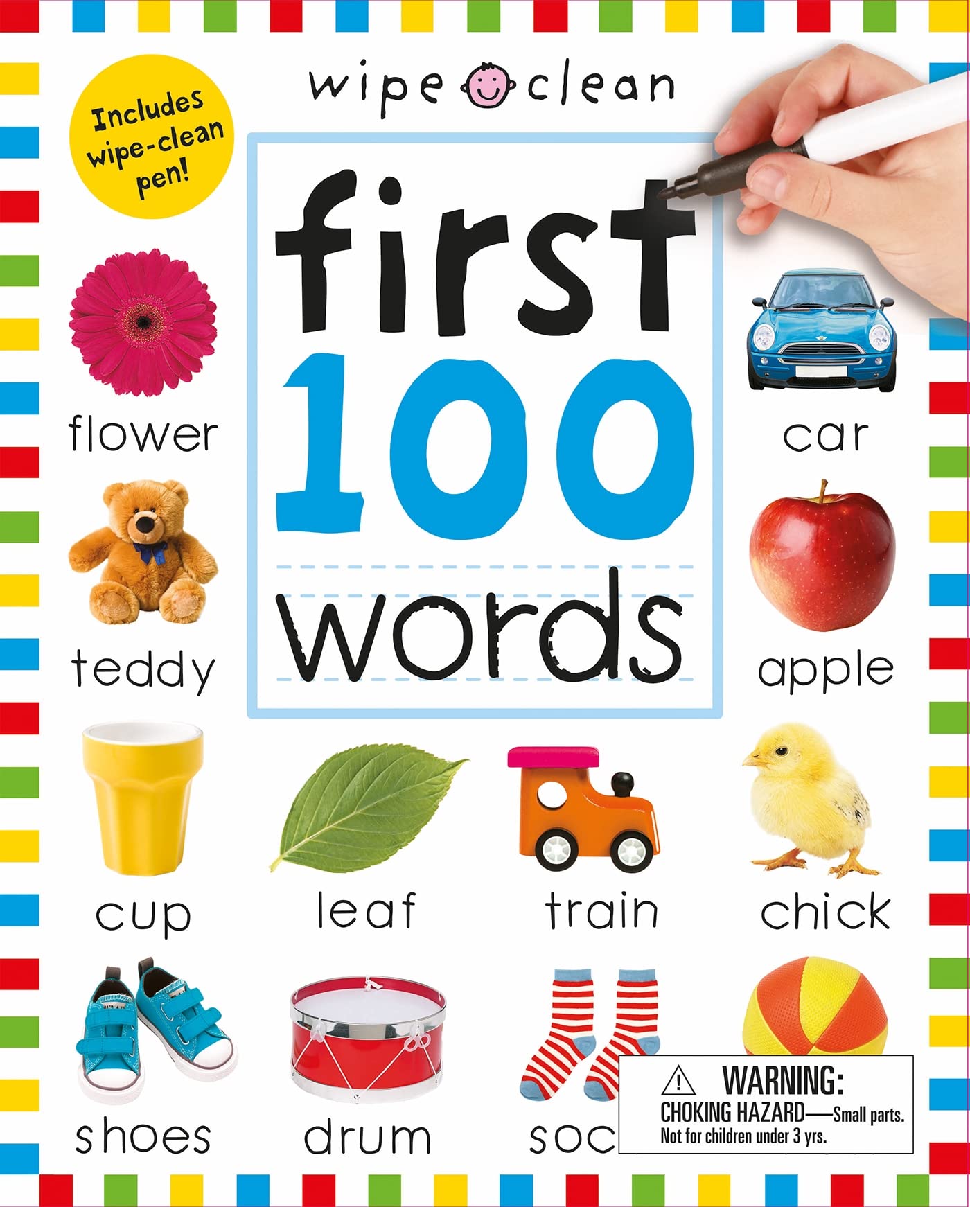Wipe Clean: First 100 Words (Enclosed Spiral Binding): Includes Wipe Clean Pen (Wipe Clean Learning Books)-new