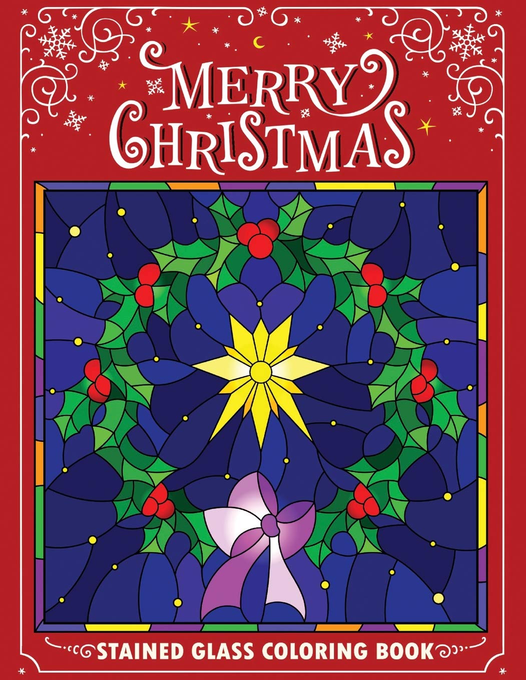 Merry Christmas Stain Glass Coloring Book: Fun, Easy, and Relaxing Coloring Pages for Adults,Used