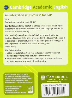 Cambridge Academic English B1+ Intermediate Class Audio CD and DVD Pack: An Integrated Skills Course for EAP (Cambridge Academic,Used