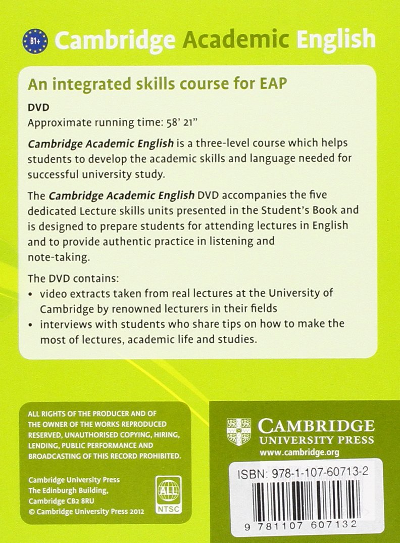 Cambridge Academic English B1+ Intermediate Class Audio CD and DVD Pack: An Integrated Skills Course for EAP (Cambridge Academic,Used