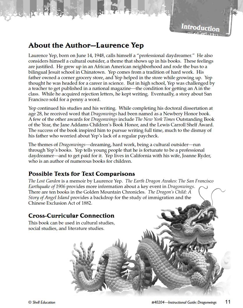 Dragonwings: An Instructional Guide for Literature  Novel Study Guide for 4th8th Grade Literature with Close Reading and Writi,Used