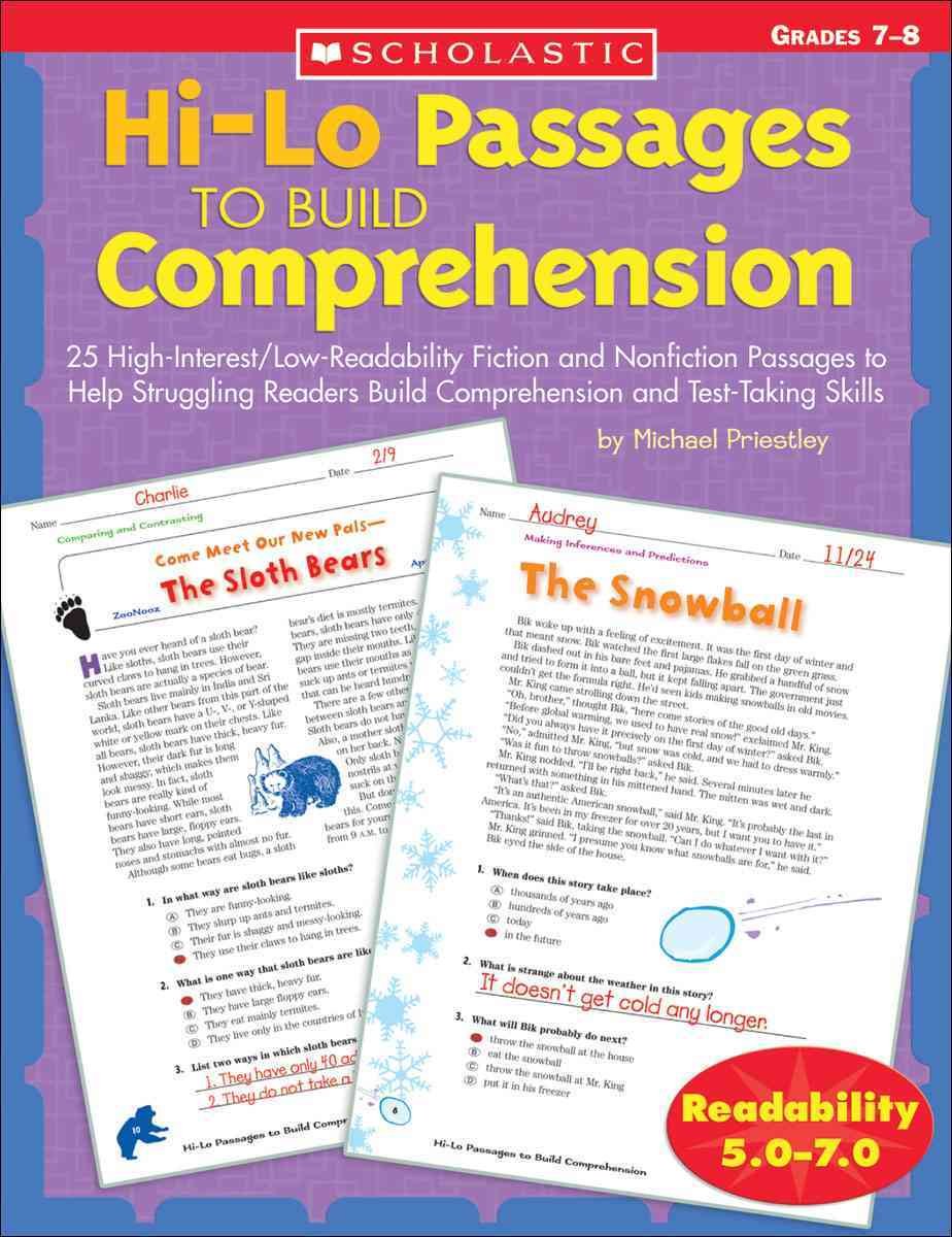 Hi/Lo Passages To Build Reading Comprehension: 25 Highinterest/Low Readability Fiction And Nonfiction Passages To Help Struggli,New