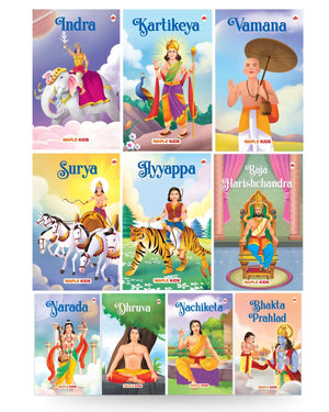 Story Books For Kids (Set Of 10 Books) (Illustrated) - Mythology Books For Children - Nachiketa, Dhruva, Narada, Harish Chandra, Bhakta Prahlad, Surya, Kartikeya, Indra, Ayyappa, Vamana