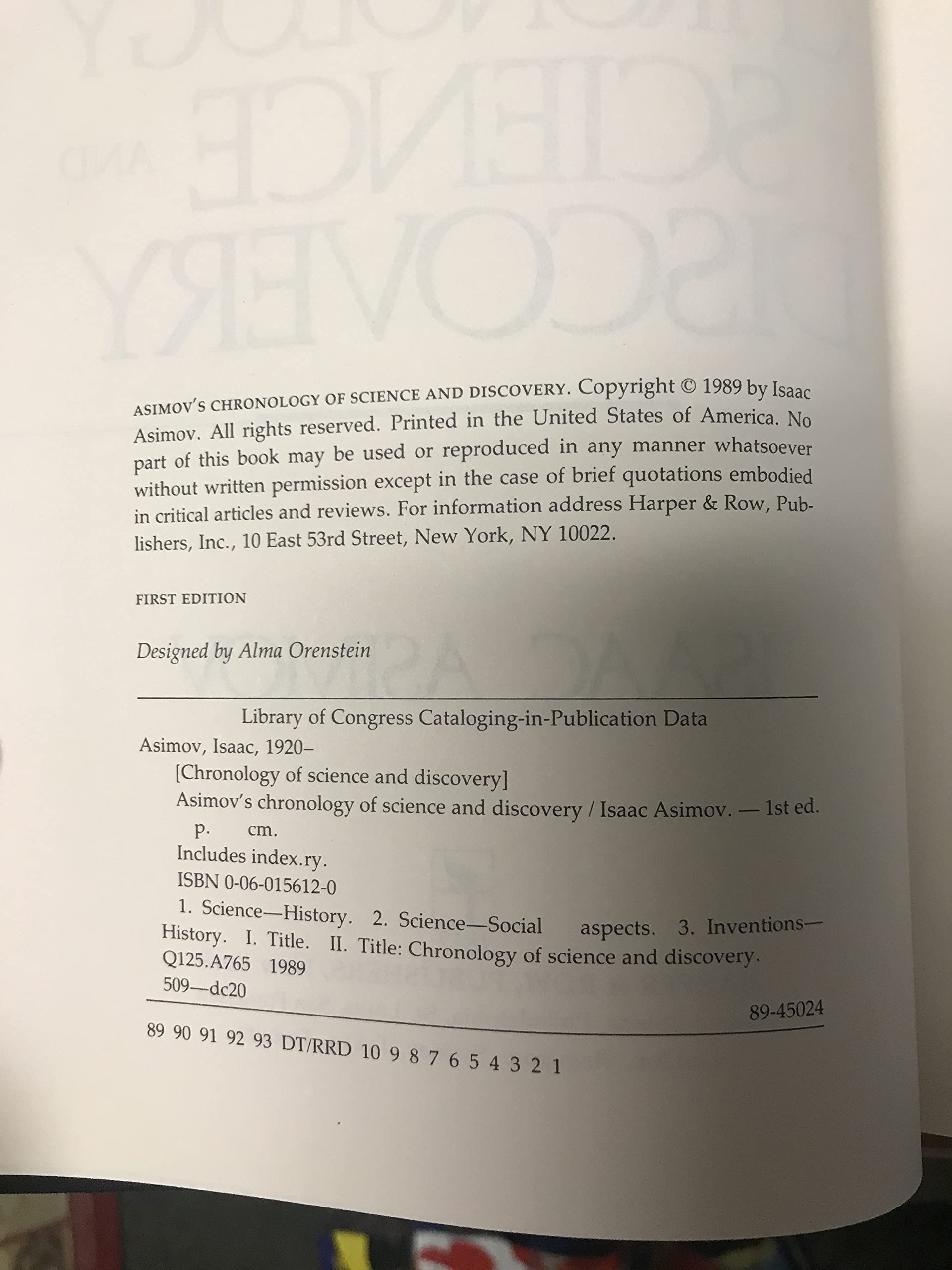 Asimov'S Chronology Of Science And Discovery