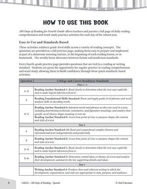 180 Days of Reading for Fourth Grade (Spanish) (180 Days of Practice) (Spanish Edition),Used