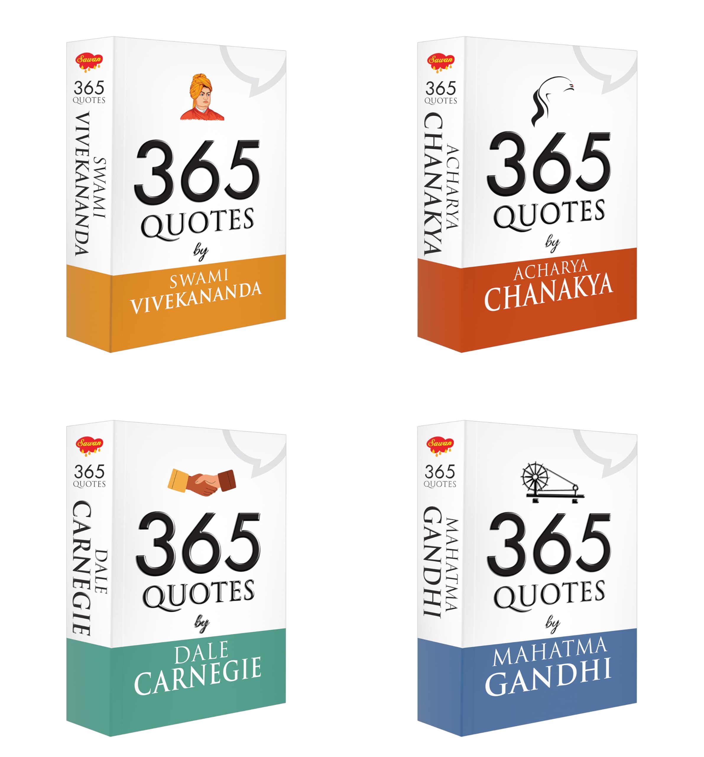 365 Quotes By Swami Vivekananda, Mahatma Gandhi, Acharya Chanakya And Dale Carnegie : Educational Quotes Book, Positive Learning Book For Kids, Educational Learning Book | Pack Of 4 Books