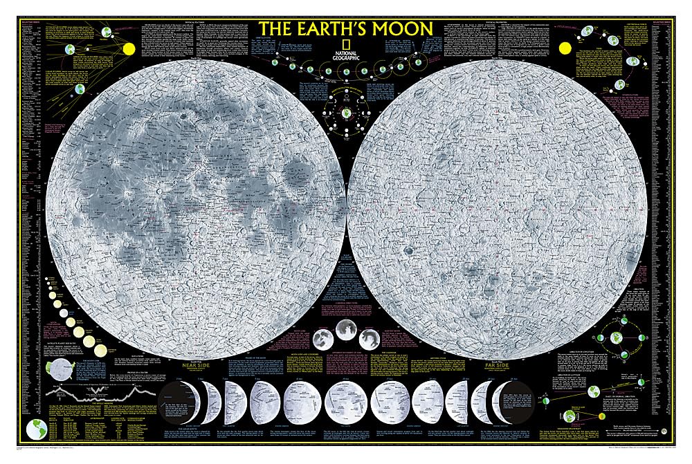 National Geographic Moon Wall Map  Laminated (42.5 x 28.5 in) (National Geographic Reference Map),New