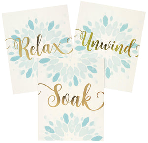 Bathroom Art Prints (Ready to frame. Set of 3 quality prints.),New
