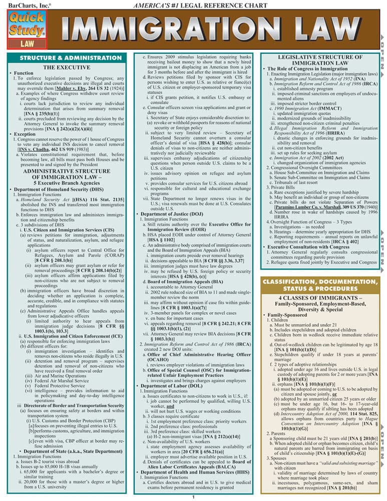 Immigration Law (Quick Study Law),Used