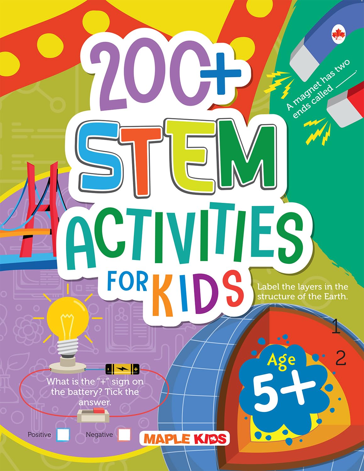 Activity Book For Kids - 200+ Stem Activities - Brain Activity Book For Kids - Brain Boosting Activities For Age 5+ - Kids Activity Book - Science, Technology, Engineering, Maths