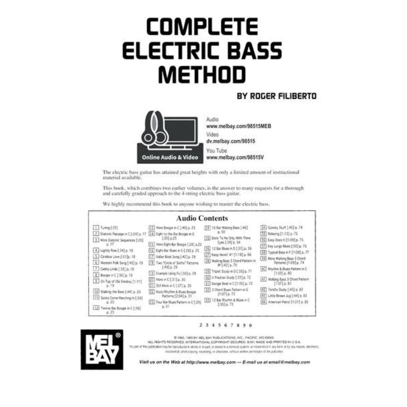 Mel Bay Complete Electric Bass Method (Book, CD, and DVD),Used