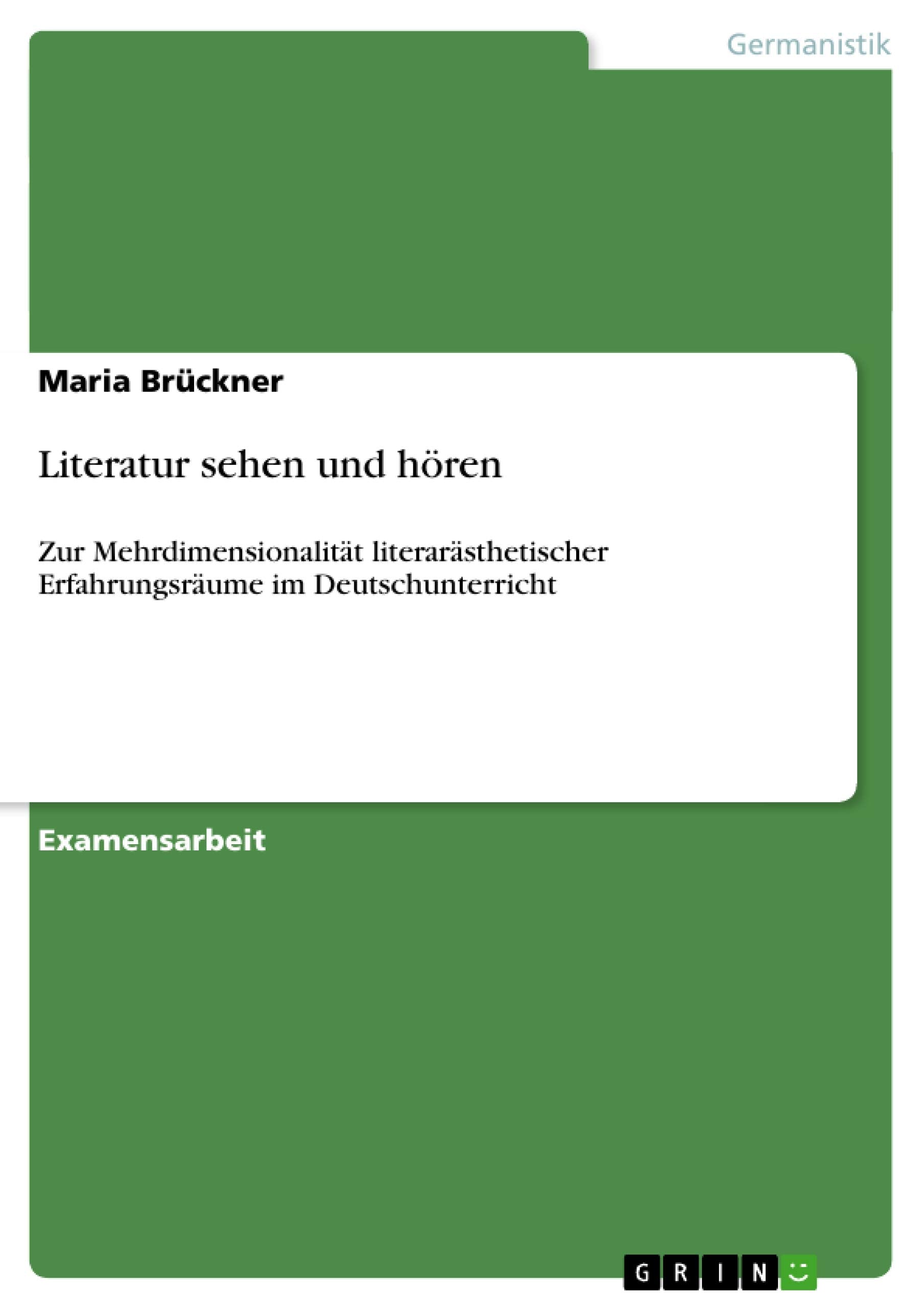 Literatur sehen und hren: Zur Mehrdimensionalitt literarsthetischer Erfahrungsrume im Deutschunterricht (German Edition),Used