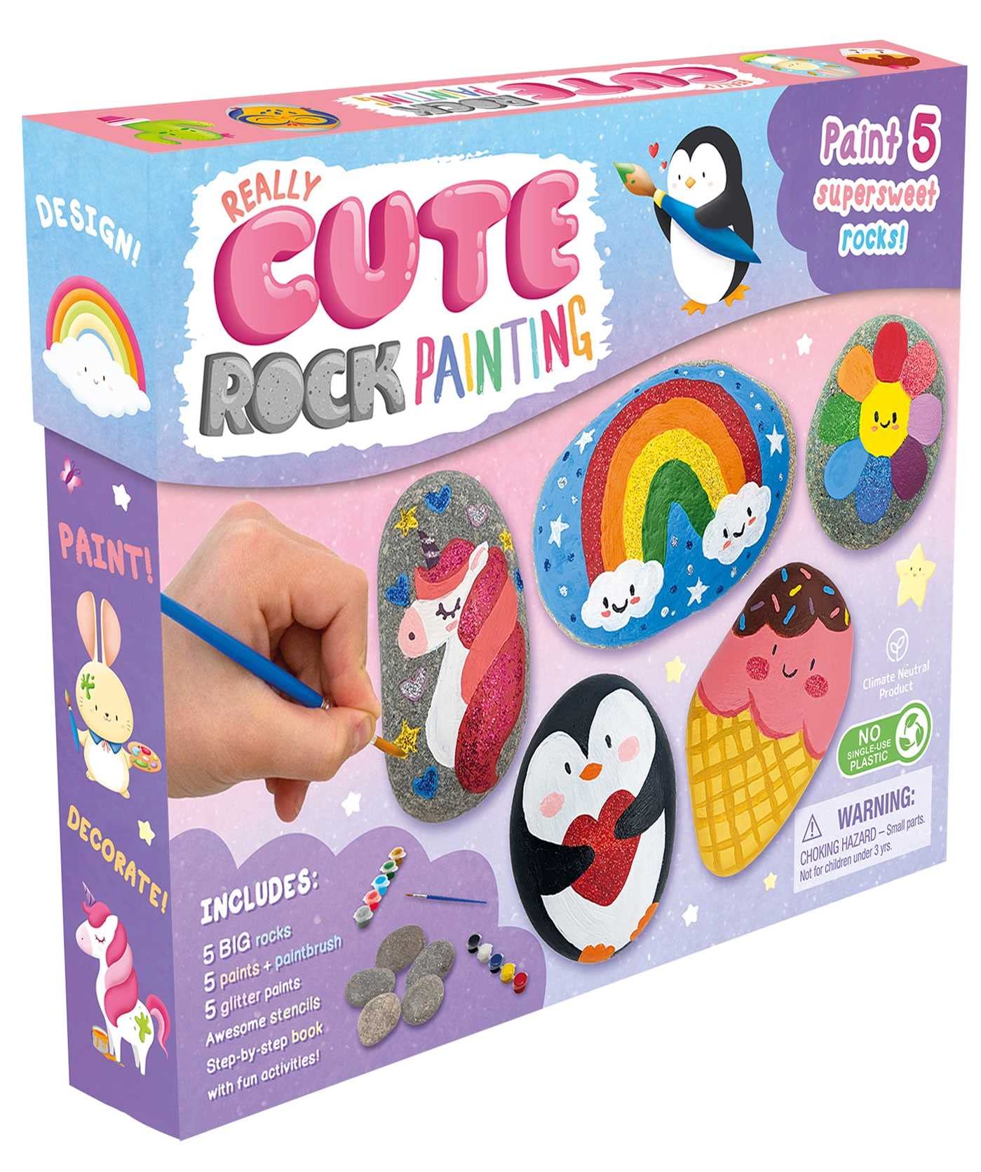 Really Cute Rock Paintingpaint 5 Supersweet Rocks!: Craft Kit For Kids,New