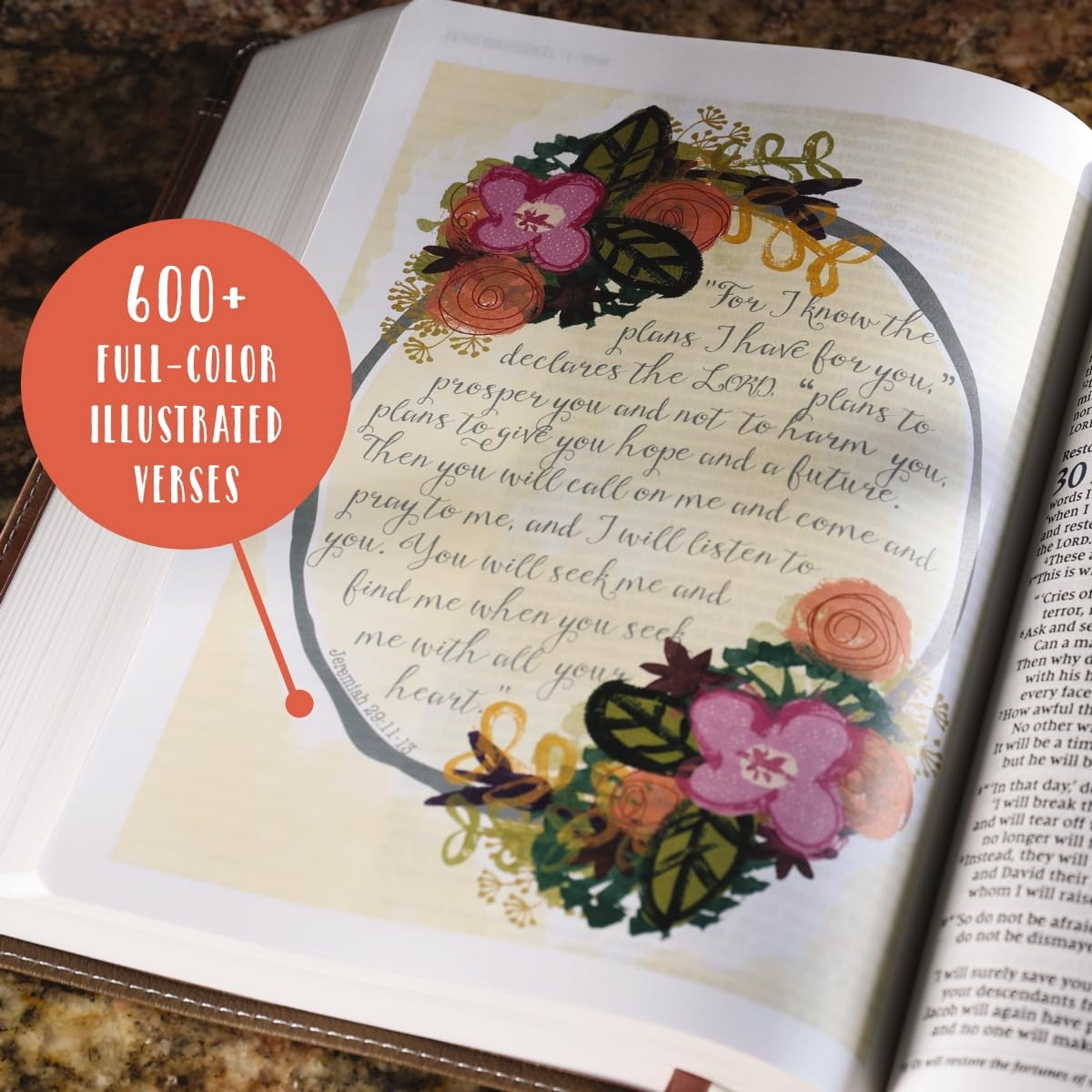 NIV, Beautiful Word Bible, Updated Edition, Peel/Stick Bible Tabs, Leathersoft over Board, Gold/Floral, Red Letter, Comfort Prin,Used