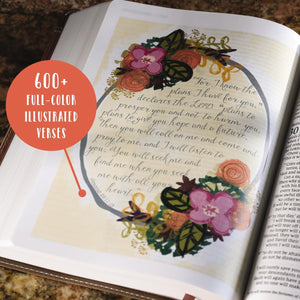 NIV, Beautiful Word Bible, Updated Edition, Peel/Stick Bible Tabs, Leathersoft over Board, Gold/Floral, Red Letter, Comfort Prin,Used