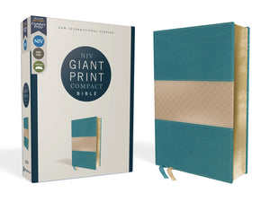 NIV, Giant Print Compact Bible, Leathersoft, Teal, Red Letter, Comfort Print,Used