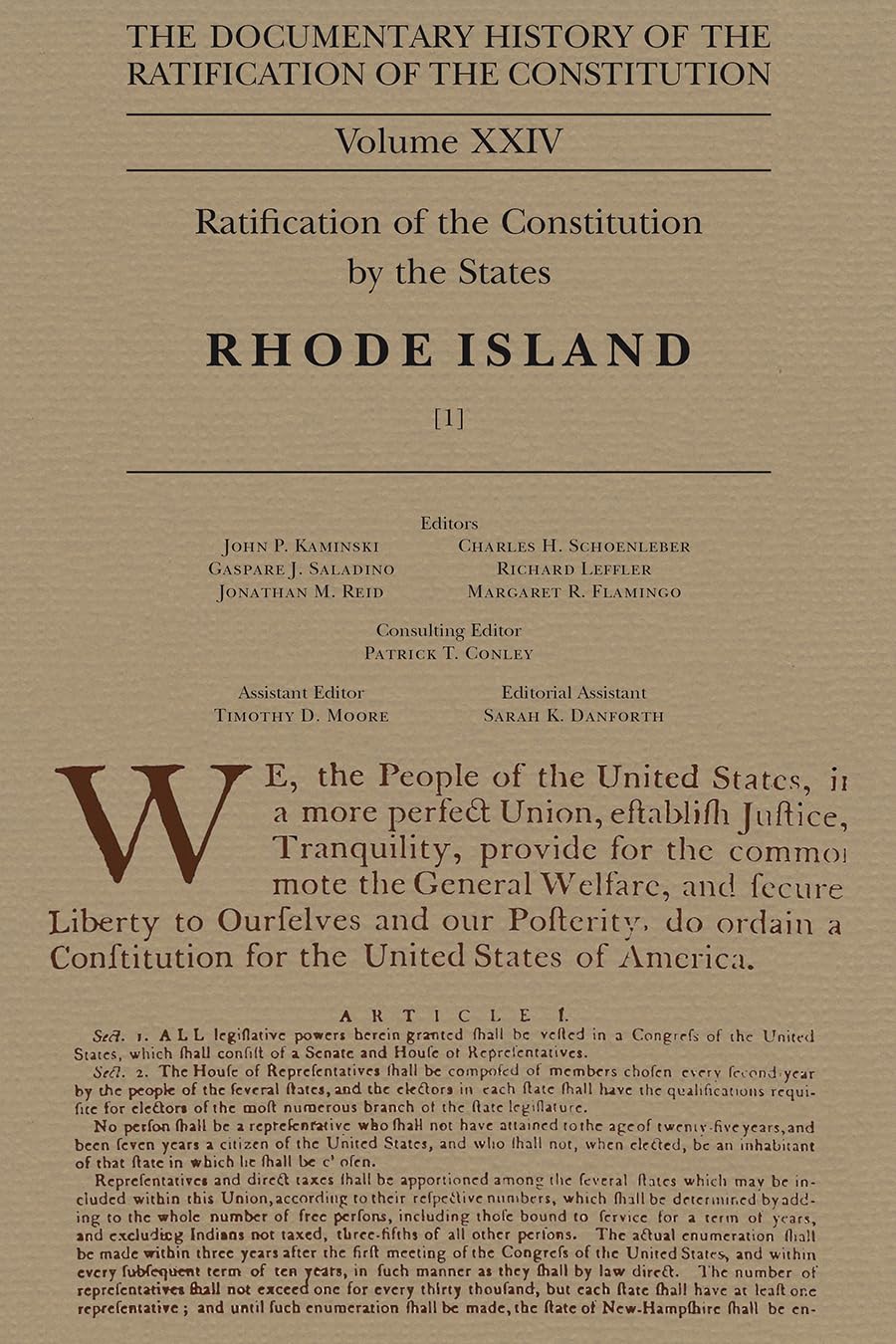 Documentary History of the Ratification of the Constitution, Volume 24: Ratification of the Constitution by the States: Rhode Is,Used