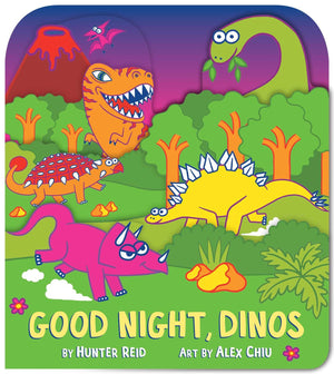 Good Night, Dinos (A Shaped Bedtime Novelty Board Book For Toddlers) (Fluorescent Pop!)