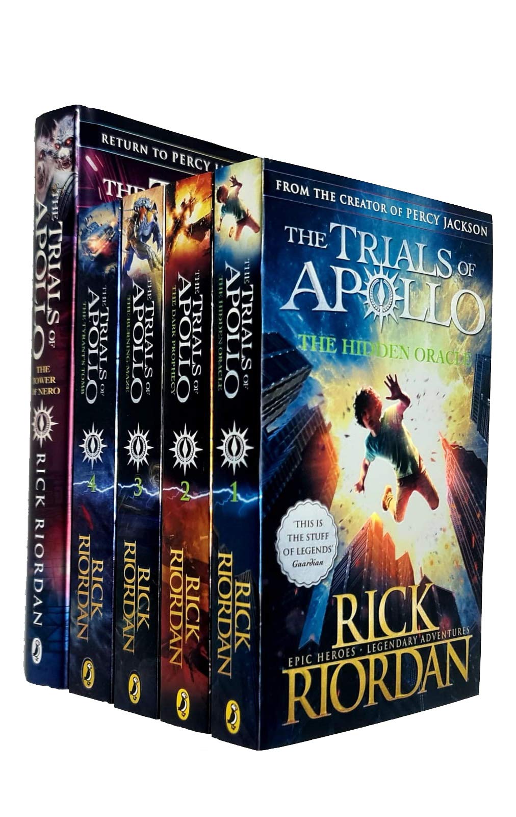Trials of Apollo Series Rick Riordan Collection 5 Books Set (The Hidden Oracle, The Dark Prophecy, The Burning Maze, The Tyrants,Used