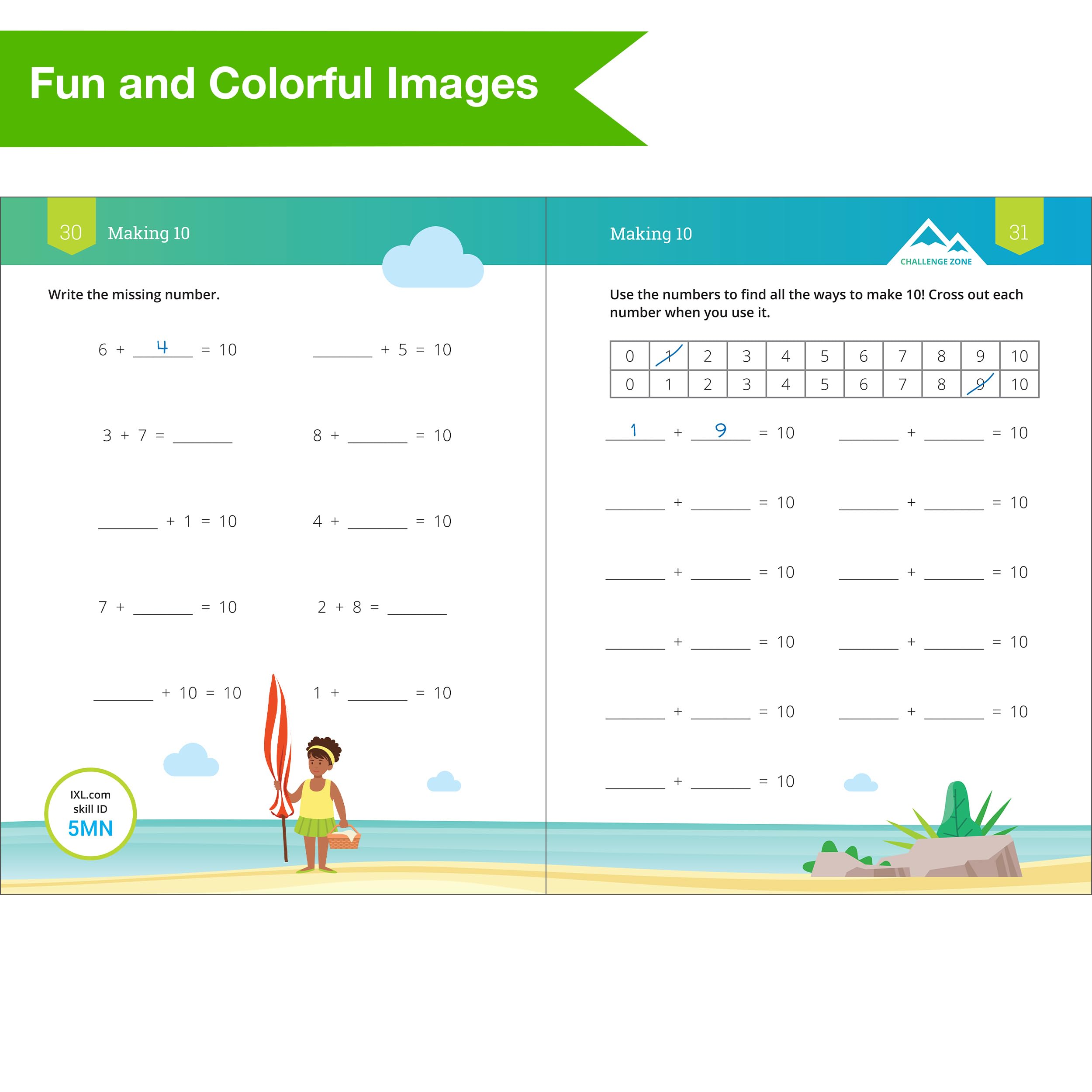 IXL Addition 1st Grade Math Workbook, Mathematics Book for Kids Ages 67 With Word Problems, Adding Strategies and Facts, How to,Used