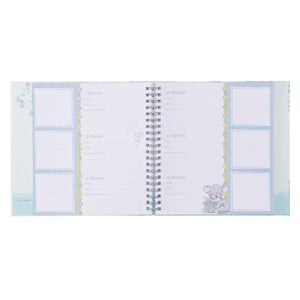 Christian Art Gifts Boy Baby Book of Memories Blue Keepsake Photo Album Our Baby Boy's First Year Memory Book Baby Book with Bib,Used