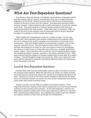 Leveled TextDependent Question Stems: Mathematics Problem Solving,Used