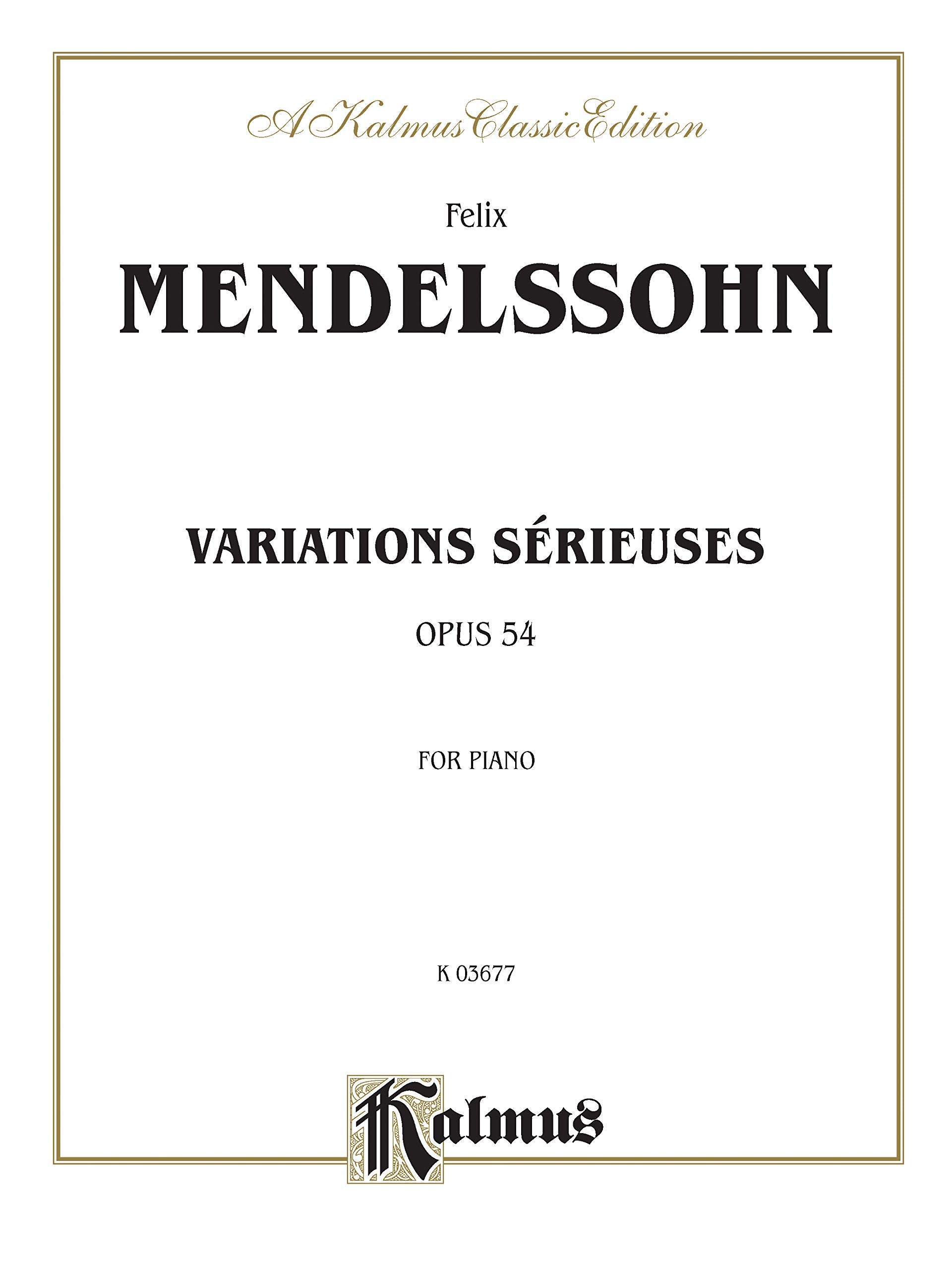 Variations srieuses, Op. 54 (Kalmus Edition),Used