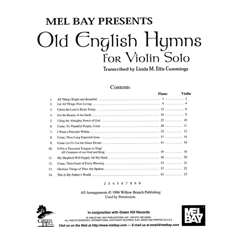Old English Hymns for Violin SoloPiano Accompaniment,Used