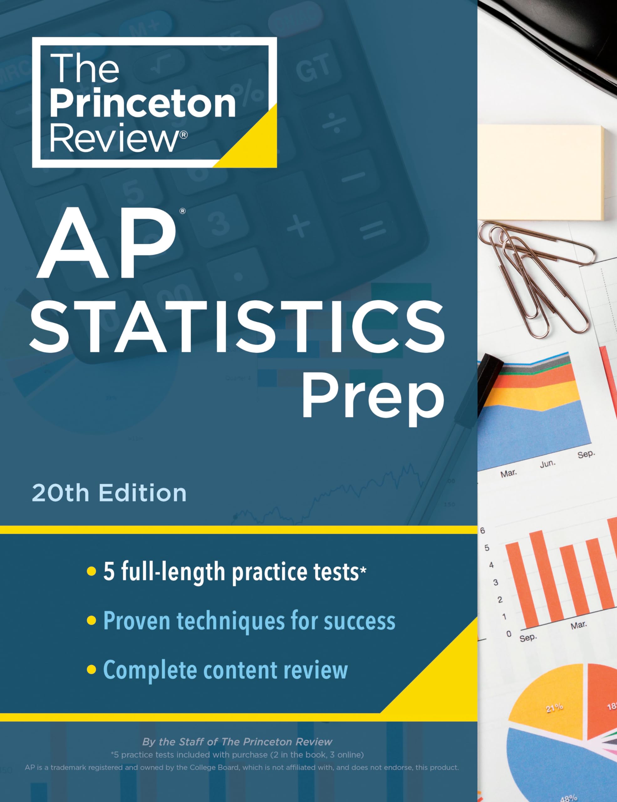Princeton Review Ap Statistics Prep, 20Th Edition: 5 Practice Tests + Complete Content Review + Strategies & Techniques (2024) (,Used