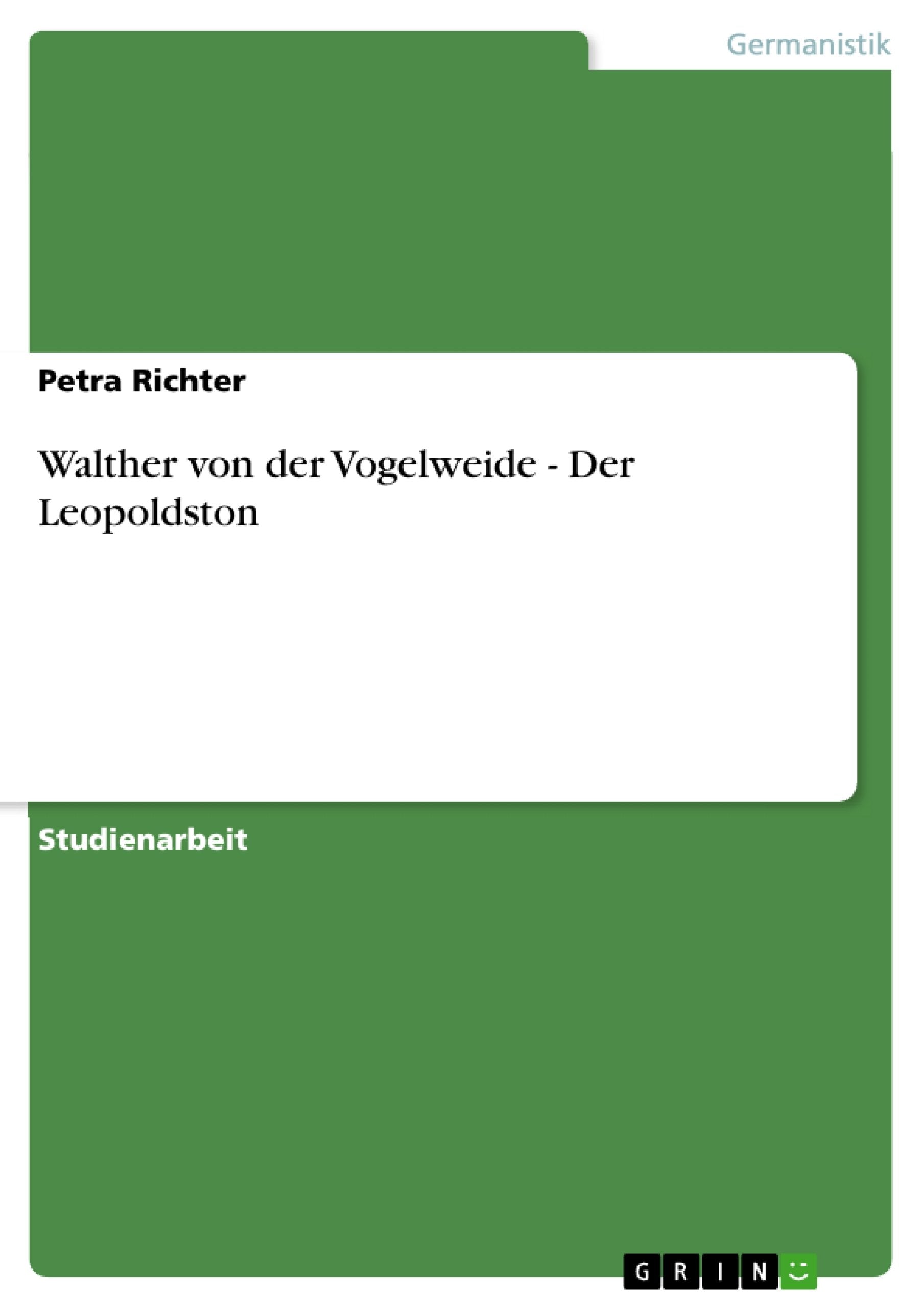 Walther von der Vogelweide  Der Leopoldston (German Edition),Used