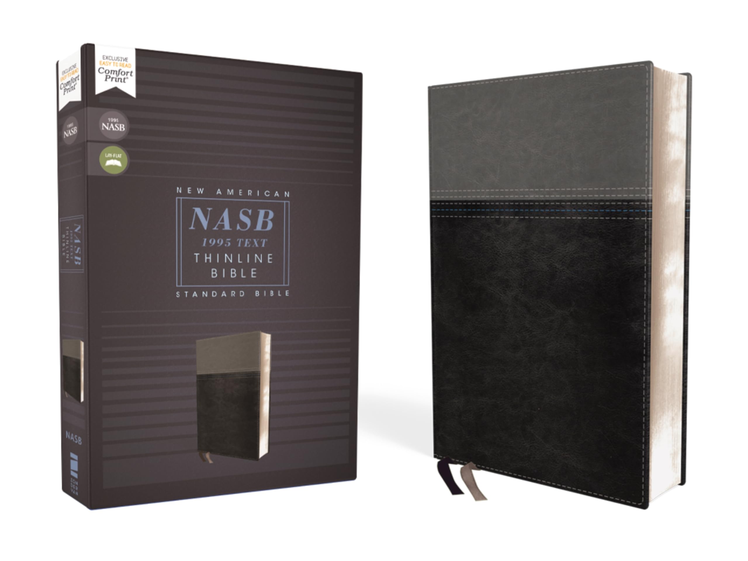 NASB, Thinline Bible, Leathersoft, Black, Red Letter, 1995 Text, Comfort Print,Used