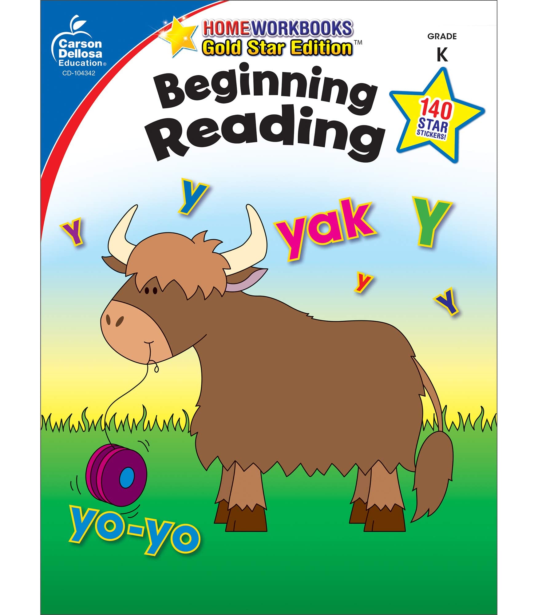 Carson Dellosa Beginning Reading WorkbookKindergarten Early Reader Phonics Practice With Stickers, Incentive Chart, Puzzles, Co,Used
