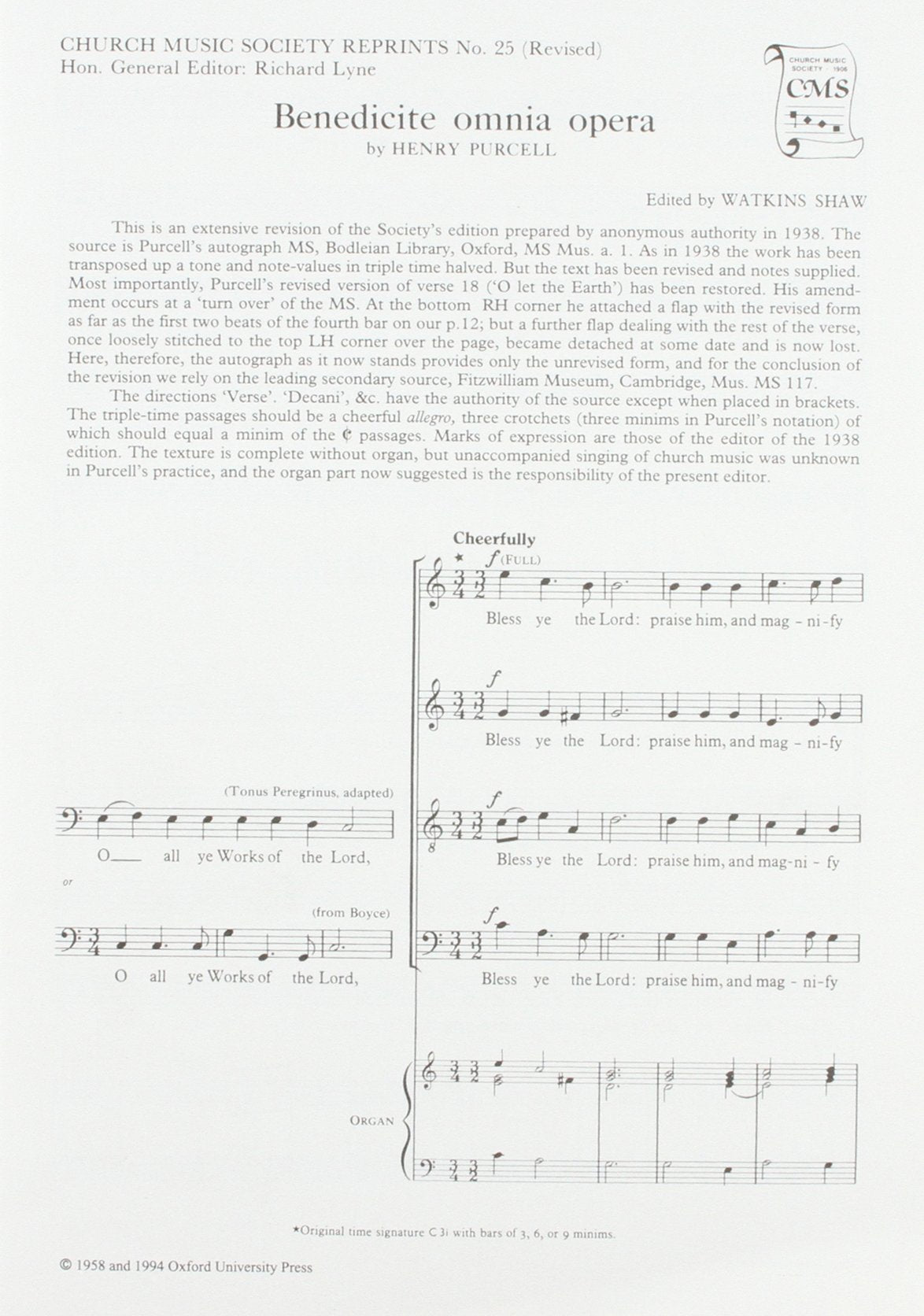 Benedicite omnia opera (Church Music Society publications),Used