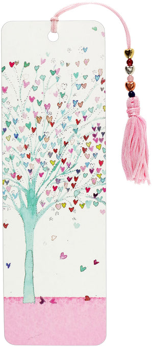 Tree of Hearts Beaded Bookmark, Cardstock,Used