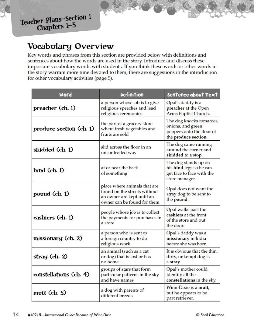 Because of WinnDixie: An Instructional Guide for Literature  Novel Study Guide for Elementary School Literature with Close Rea,Used