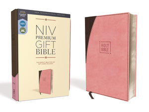 NIV, Premium Gift Bible, Leathersoft, Pink/Brown, Red Letter, Comfort Print: The Perfect Bible for Any GiftGiving Occasion,New