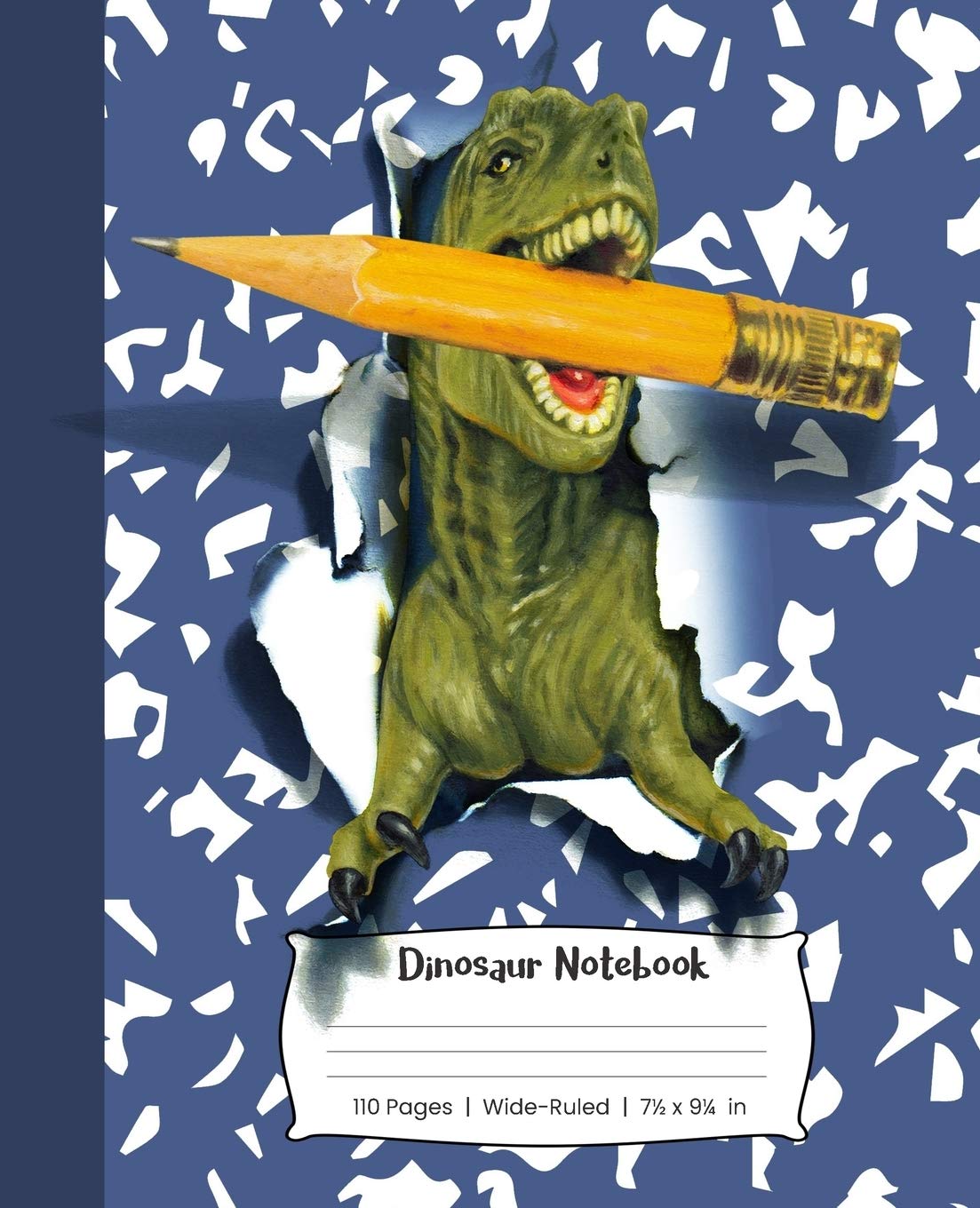 Dinosaur Notebook 110 Pages WideRuled 7 1/2 x 9 1/4 in: TRex Dinosaur: Blue Marble,Used