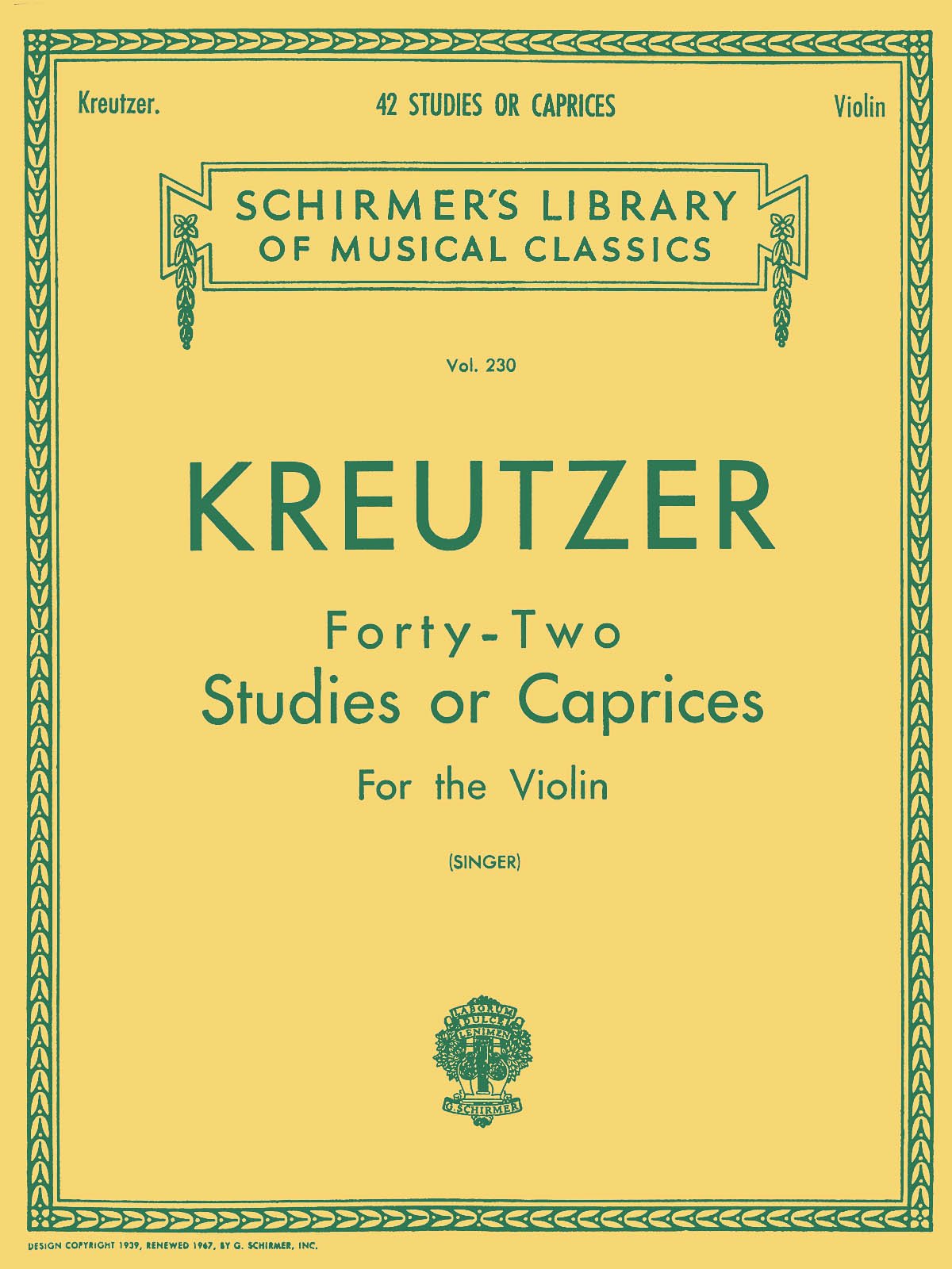 Kreutzer  42 Studies or Caprices  Violin Sheet Music for Intermediate to Advanced  Players Schirmer Library of Classics Volume ,Used