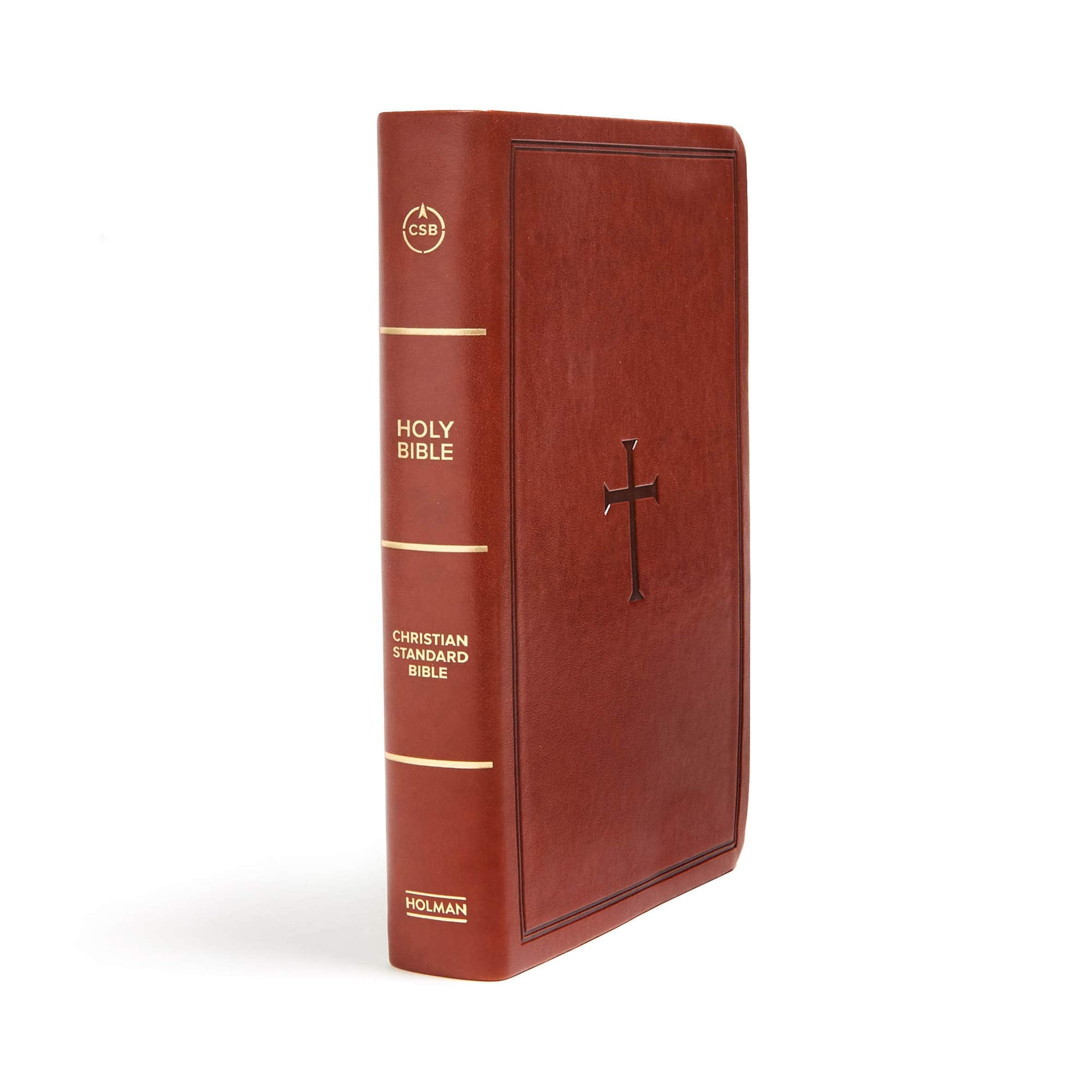 CSB Large Print Personal Size Reference Bible, Brown LeatherTouch, Red Letter, Presentation Page, CrossReferences, FullColor M,Used