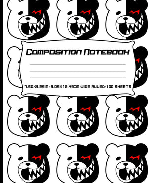 Composition Notebook: Monokuma Soft Cover Composition Notebook Wide Ruled 7.50 x 9.25 100 Sheets 200 Pages,Used